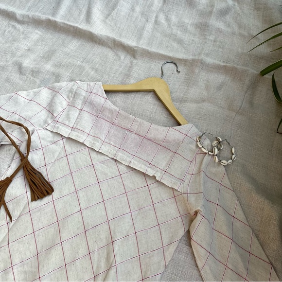 NWOT Indie Picks Off White Dress white red white checks - Picture 6 of 6